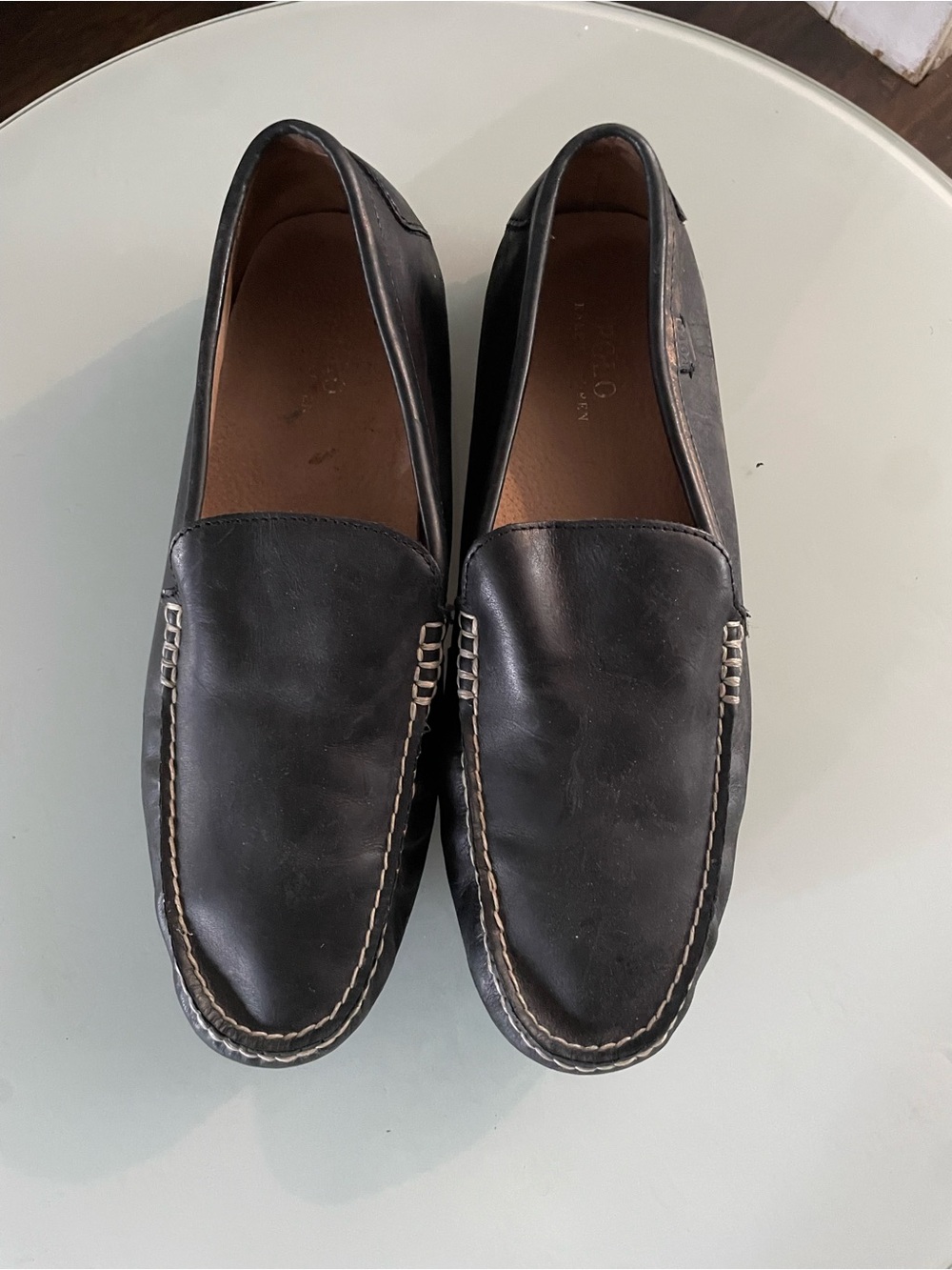 Polo by Ralph Lauren Black Leather Slip-On Loafers